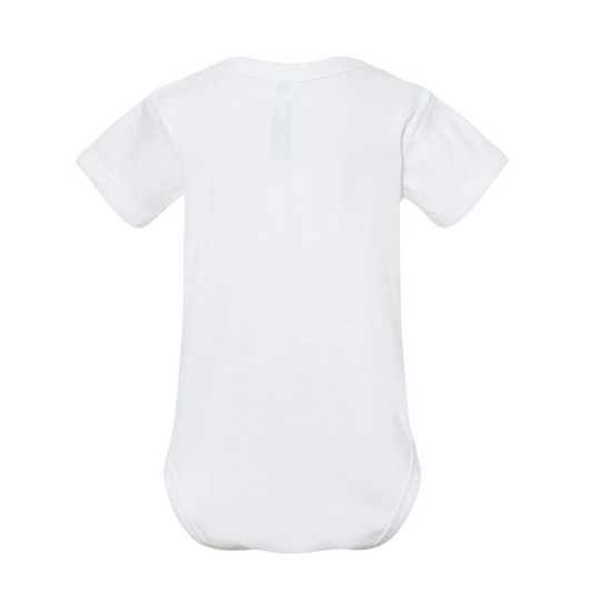 White baby onesie on a white background