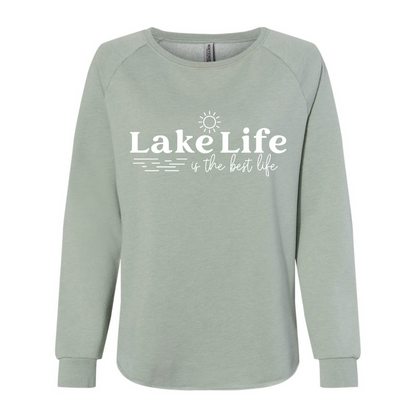 Lake Life Is The Best Life Crewneck Sweatshirt - in sage - front view