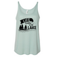 Life Is Better At The Lake Slouchy Tank Top in dusty blue - front view