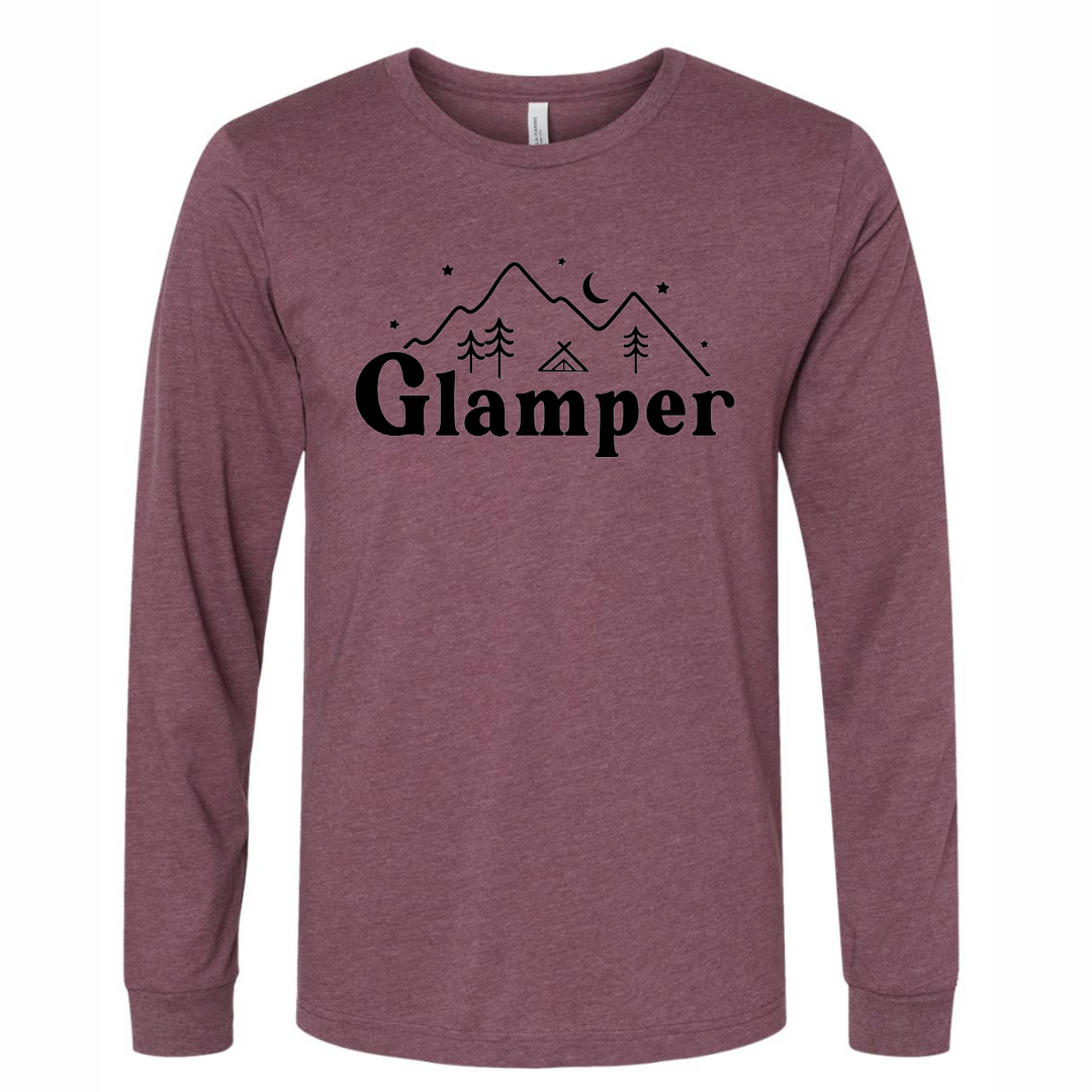 Glamper Camping Long Sleeve T-Shirt on a white background - front view