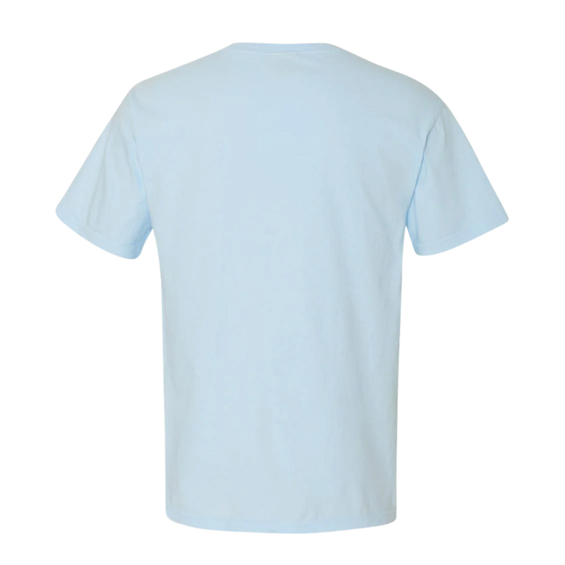 Light blue t-shirt on a white background back view