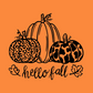 Hello Fall Pumpkin T-Shirt - design on an orange background to see the design up close