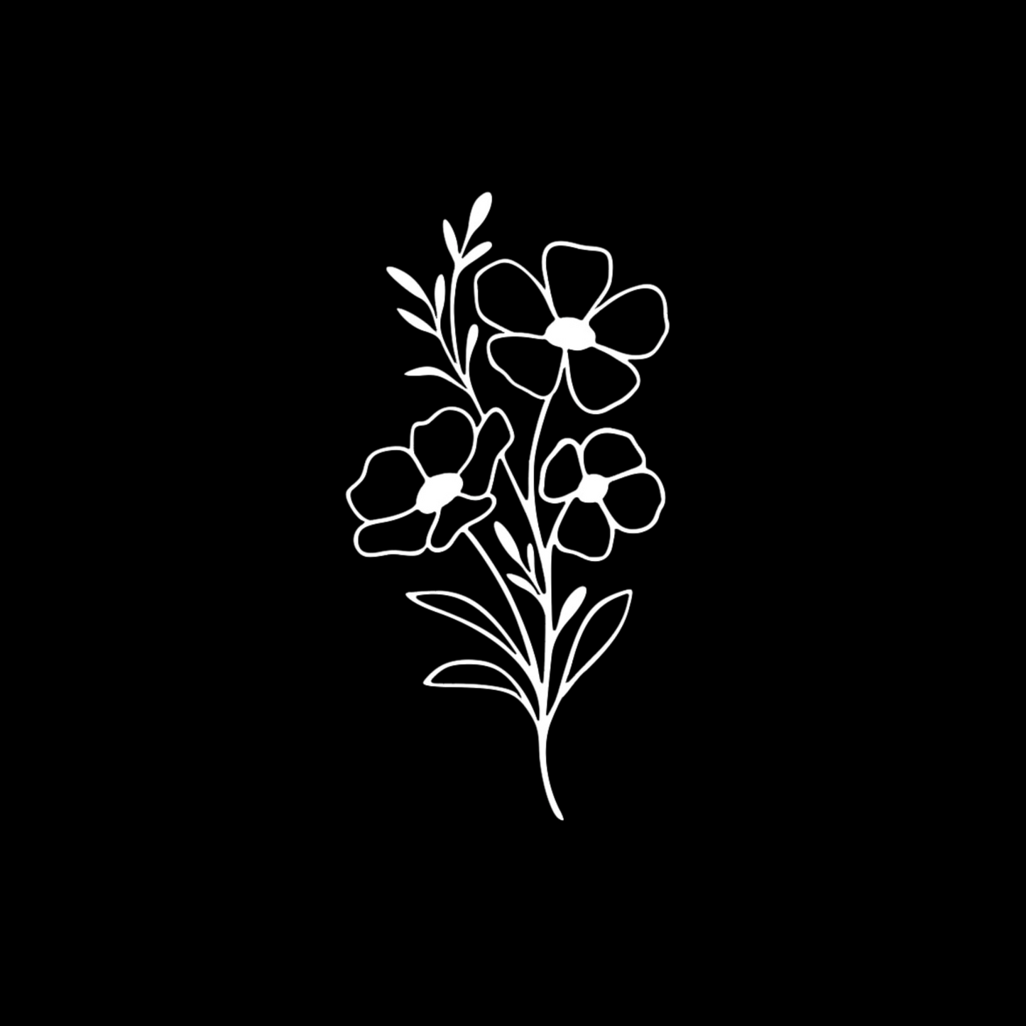 Front flower design - up close on a black background