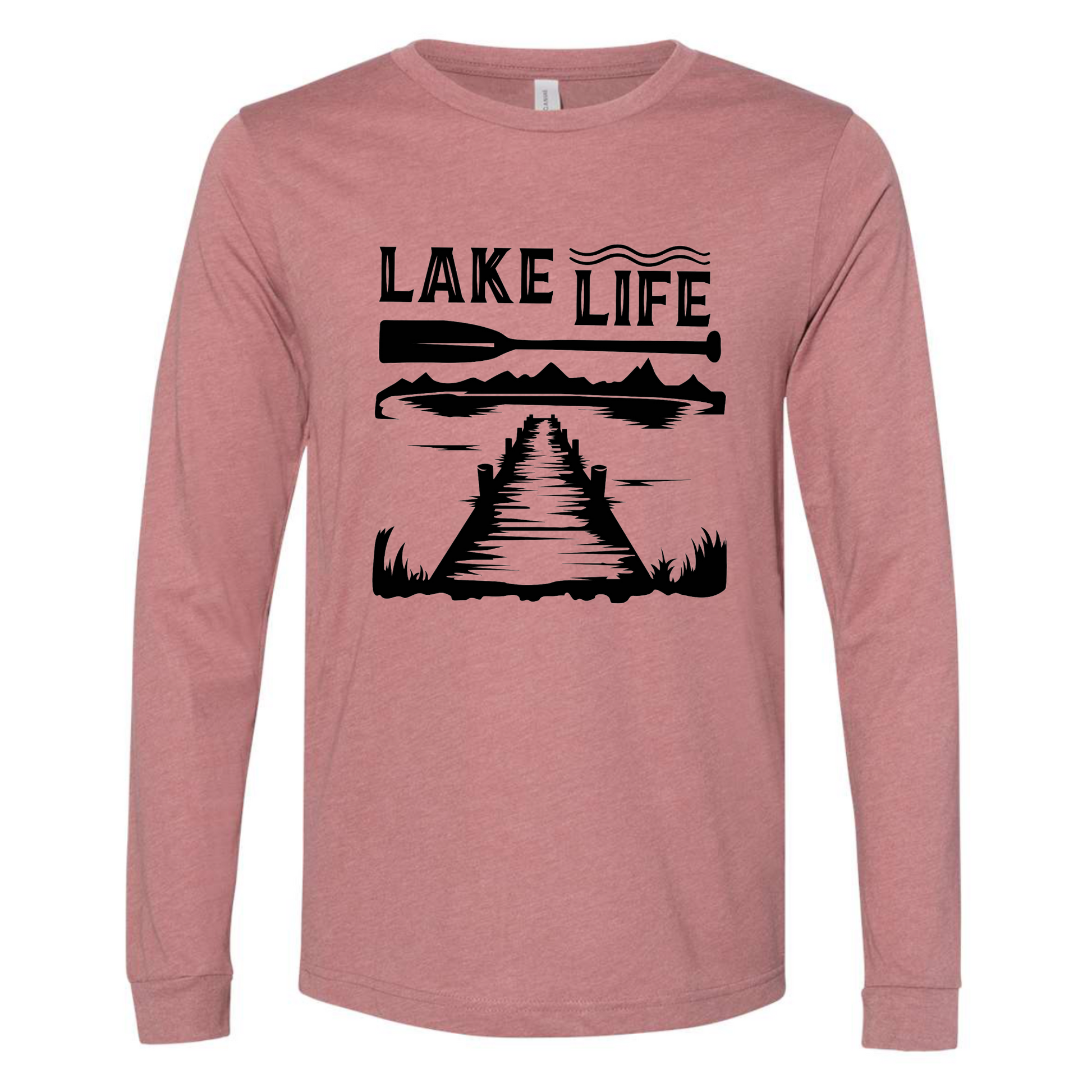 Lake Life Long Sleeve T-Shirt in heather muave - front view