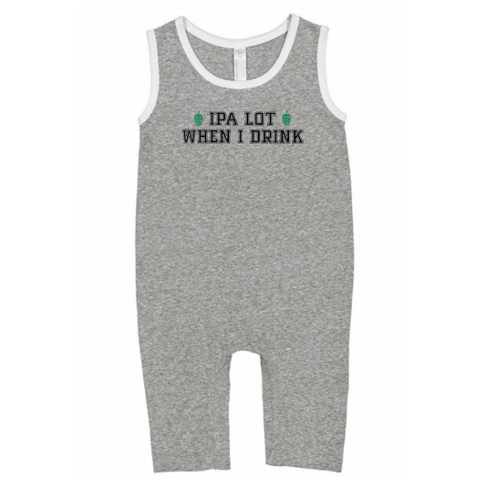 IPA Lot When I Drink Baby Romper front view