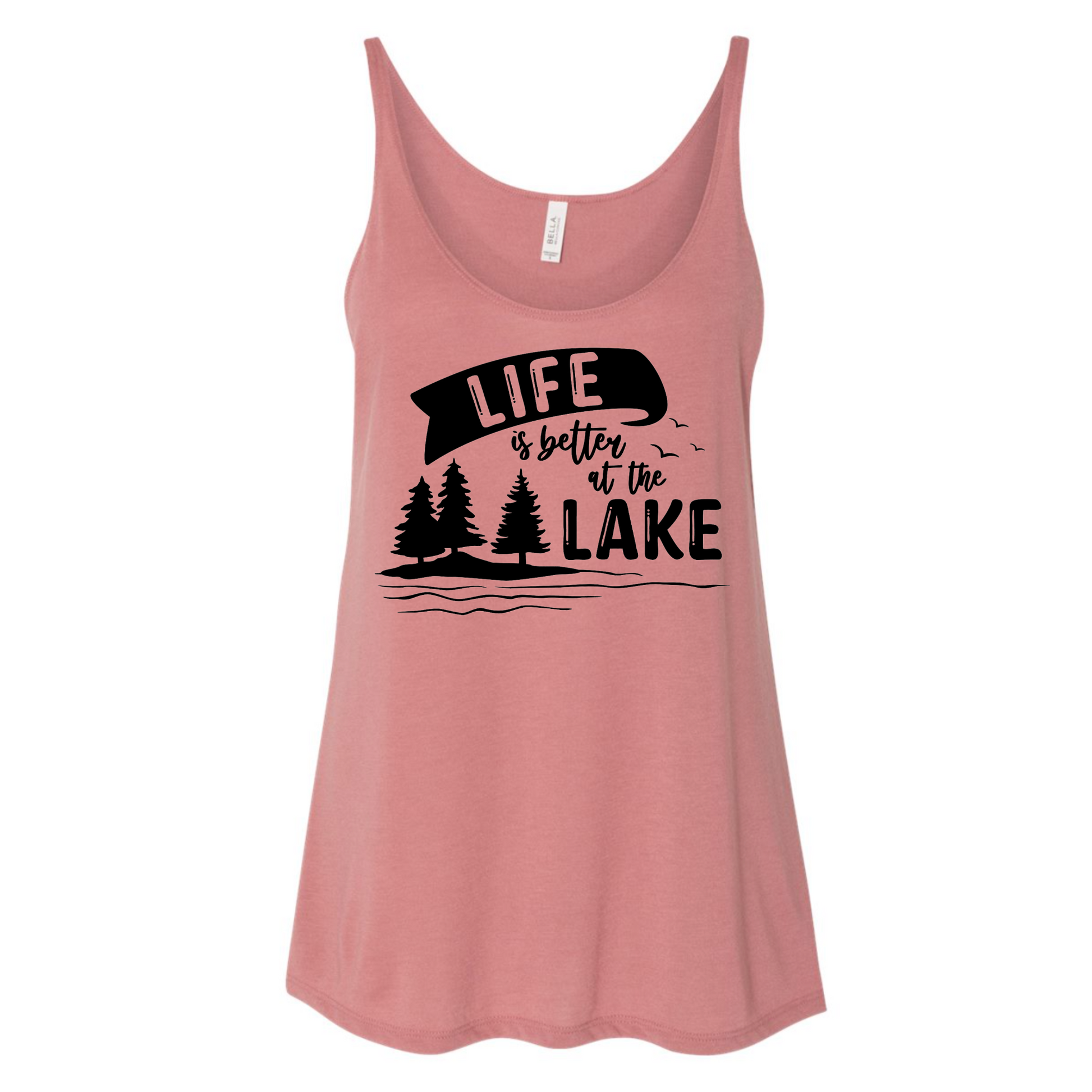 Life Is Better At The Lake Slouchy Tank Top - Mauve - front view