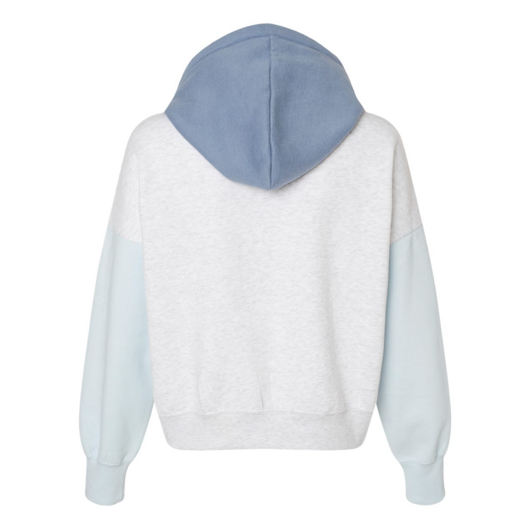 Three Trees Cropped Hooded Sweatshirt - arctic blue - back view