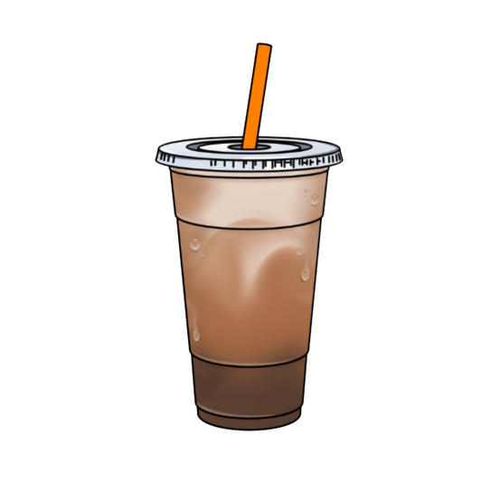 Illustration of a iced coffee drink with a straw on a white background