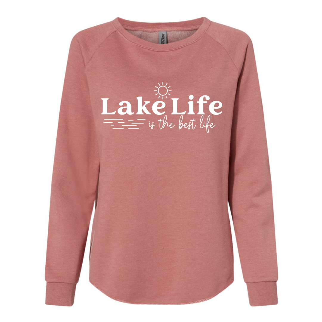 Lake Life Is The Best Life Crewneck Sweatshirt - front view - in dusty rose