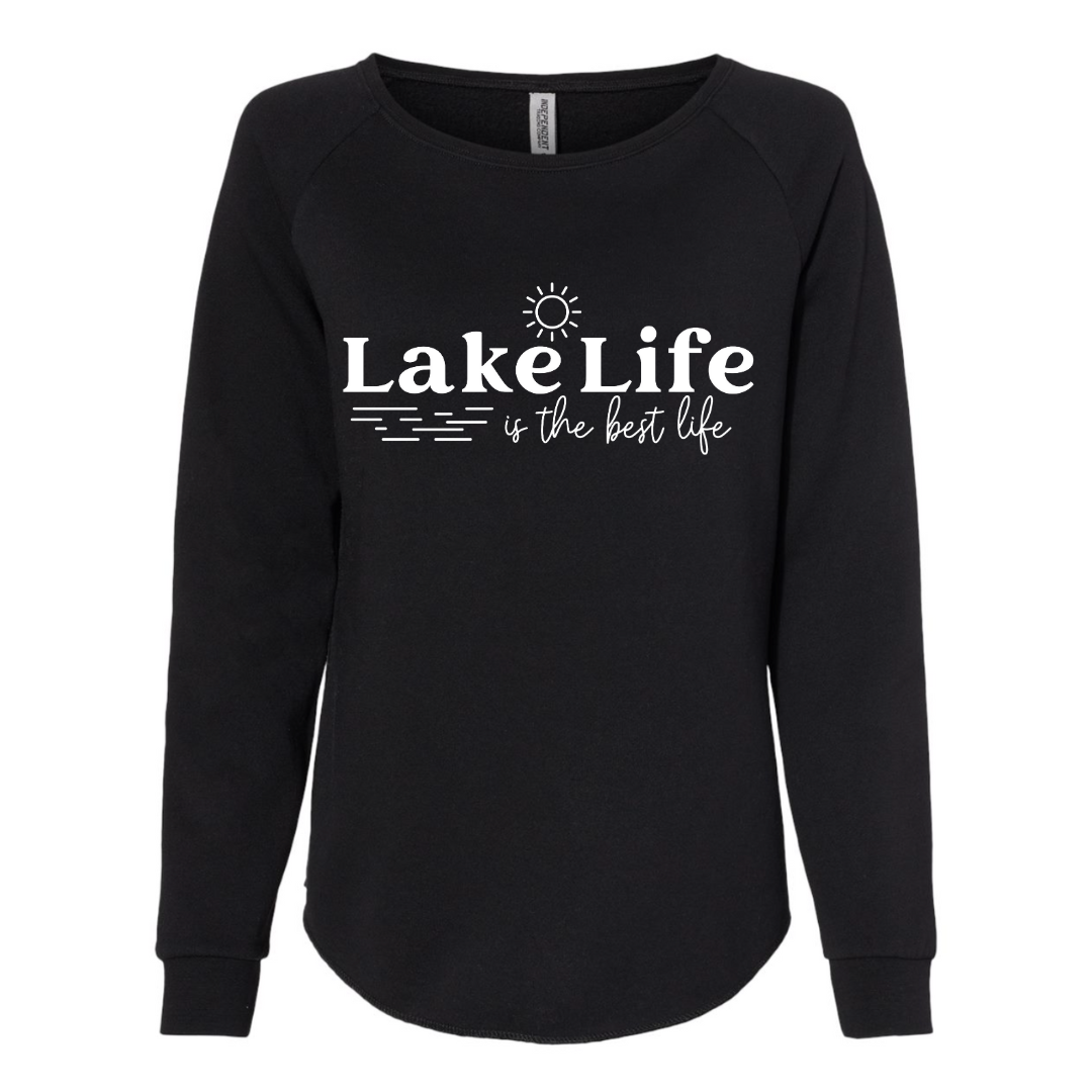 Lake Life Is The Best Life Crewneck Sweatshirt - front view - in black