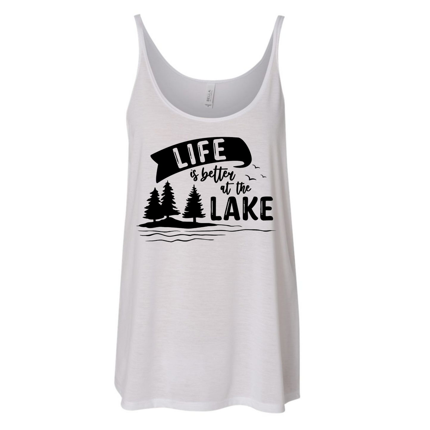 Life Is Better At The Lake Slouchy Tank Top - white - front view