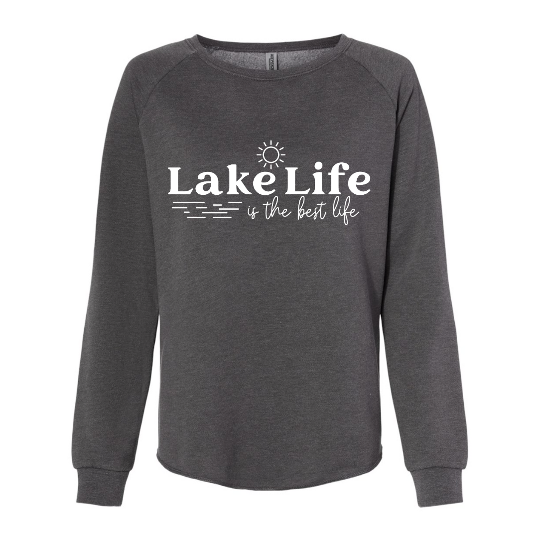 Lake Life Is The Best Life Crewneck Sweatshirt - front view - in shadow gray