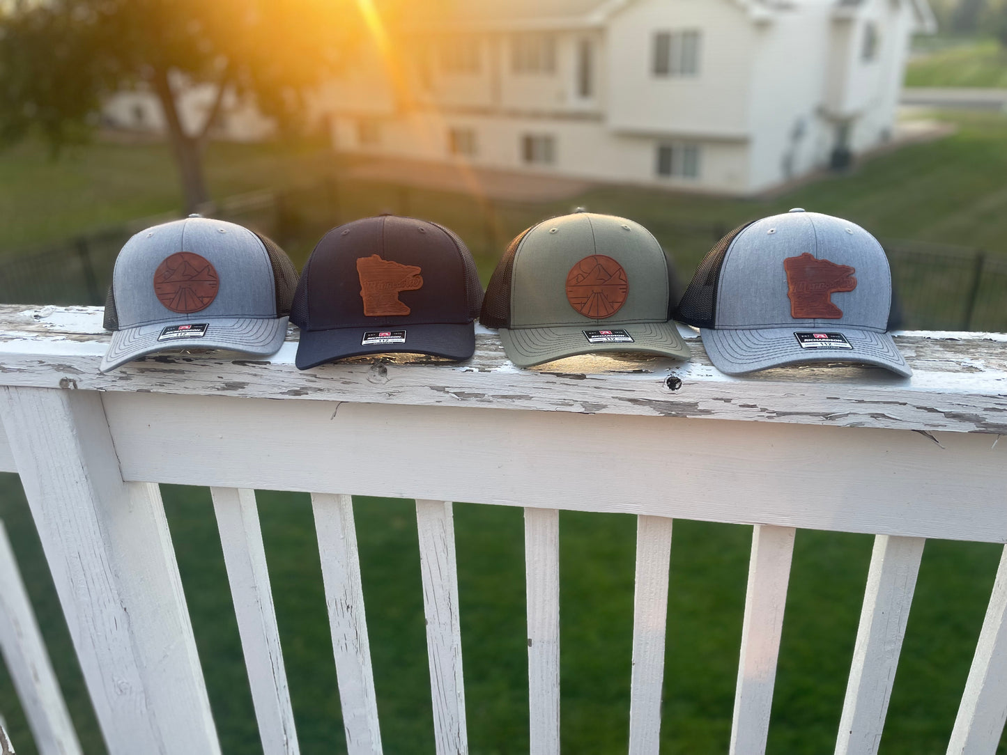 Collection of hats all together - front view