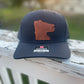 Minnesota Leather Patch Hat in navy blue - front view