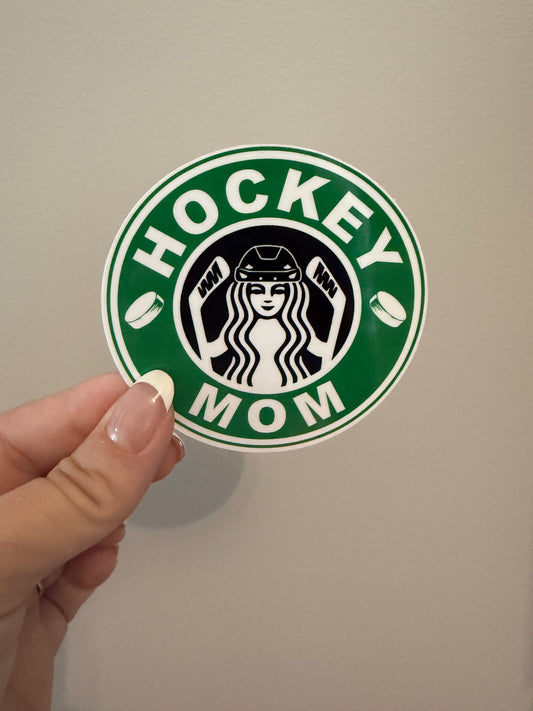 Hockey Mom Sticker in the Starbucks logo format