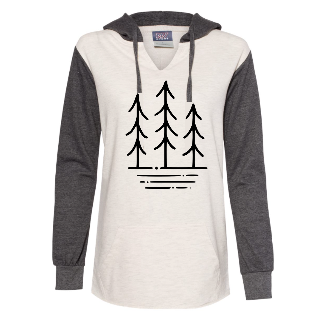 Three Trees Non-Cropped Hooded Sweatshirt in Gray