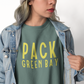 Green Bay Packers Crewneck Sweatshirt on a female model with a jean jacket over the top - posing