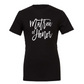 Matron of Honor T-Shirt in black with white script font writing on the front. This is the front view of the shirt.