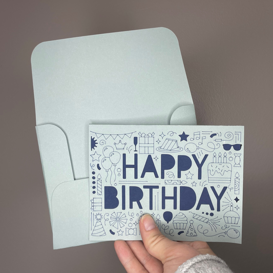 Happy Birthday Greeting Card in blue