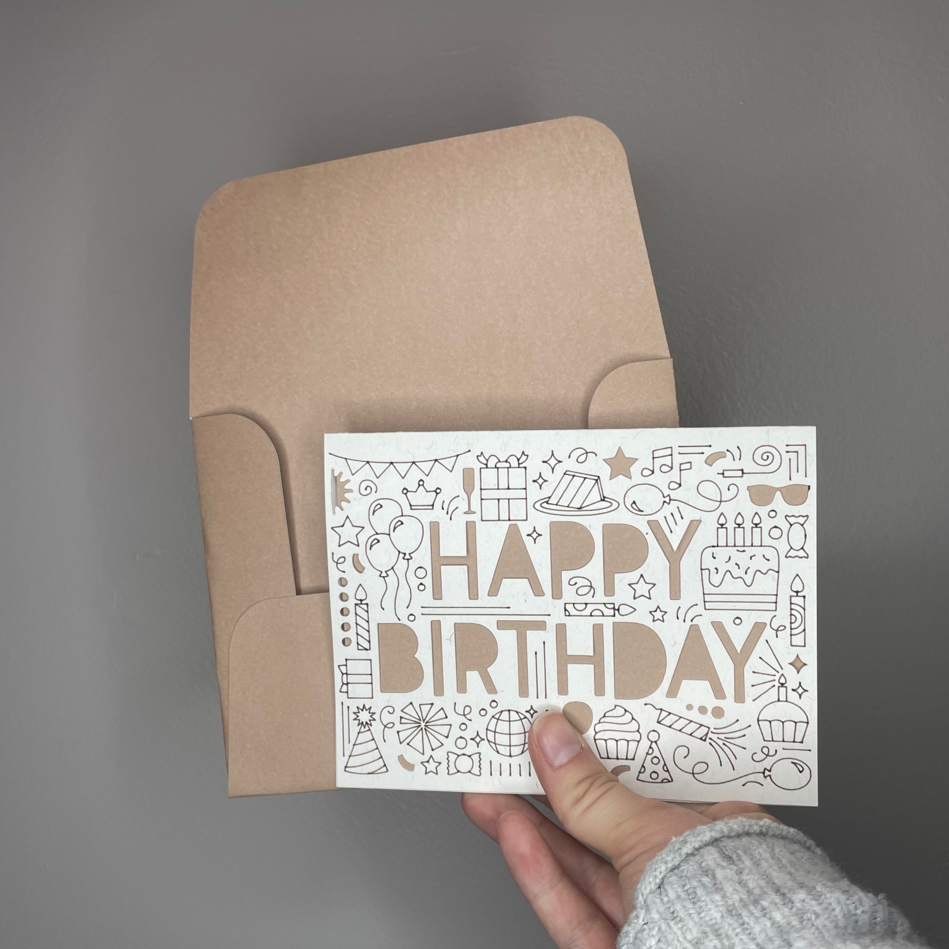 Happy Birthday Greeting Card in brown
