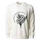 Grow Through What You Go Through - Pull Over Sweatshirt. Sweatshirt is in cream and on the front it has the saying of "grow through what you go through" curved around a bouquet of flowers below it in black. This is the front view of the sweatshirt.