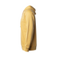 Be The Change Hooded Sweatshirt in a light yellow. The back has a black cursive writing saying "be the change you wish to see in the world." The front has a small flower with stem in black - pocket style. This is the side view of the sweatshirt.