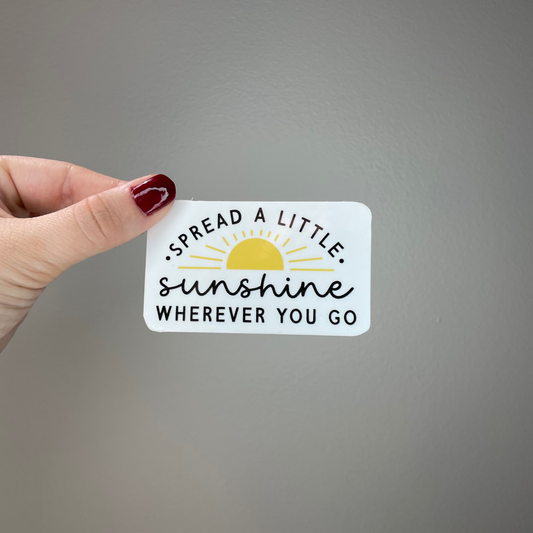 Spread A Little Sunshine Sticker with yellow sun - black and white