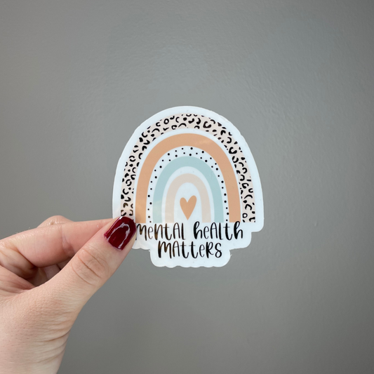 Mental Health Matters Sticker rainbow - brown, cream, orange, blue, pink black and white