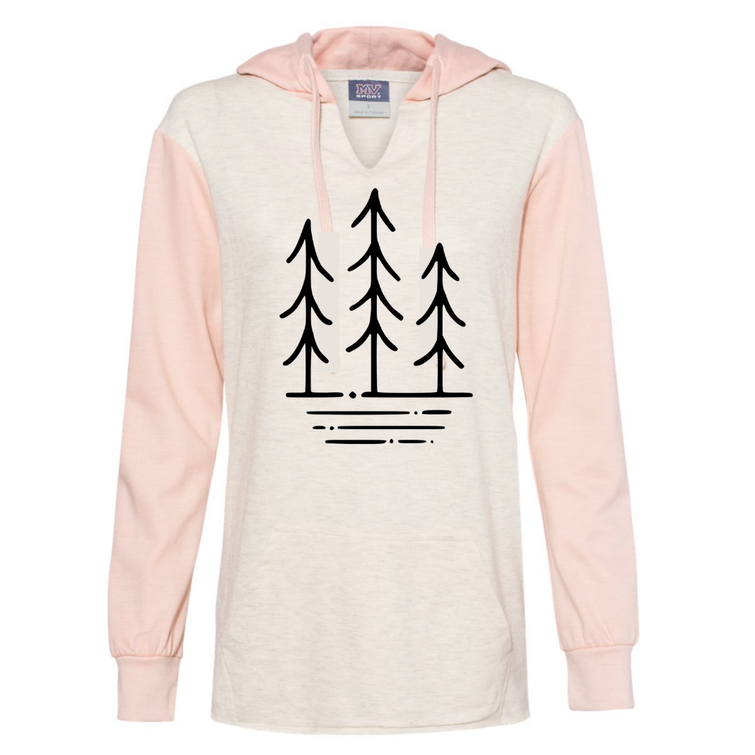 Three Trees Non-Cropped Hooded Sweatshirt in Pink