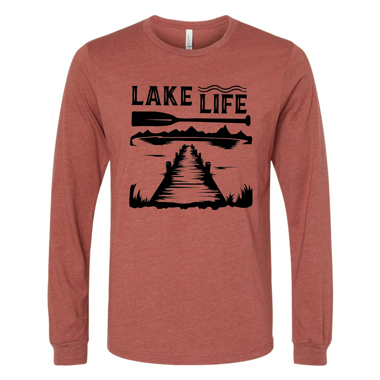 Lake Life Long Sleeve T-Shirt in heather clay = front view