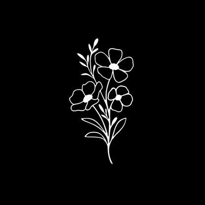 Front flower design - up close on a black background