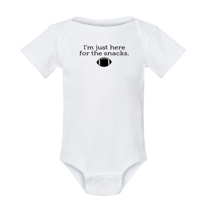 I'm Just Here For The Snacks Football Onesie - front view