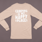 Camping Is My Happy Place Long Sleeve T-Shirt - back view on a dark purple background