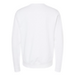 Moonlight Mountain - Pull Over Sweatshirt. The design is in black with a half moon, pine trees mountains and stars sitting inside the moon. This the back view of the sweatshirt on white.