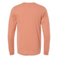 Wisconsin Floral Outline Long Sleeve Shirt in Terracotta. The from top the shirt has a dainty black outline of the state of Wisconsin, with some simple flowers on the left hand side of the state with "Wisconsin" in cursive writing at the bottom inside of the state outline. This is the back view of the shirt.