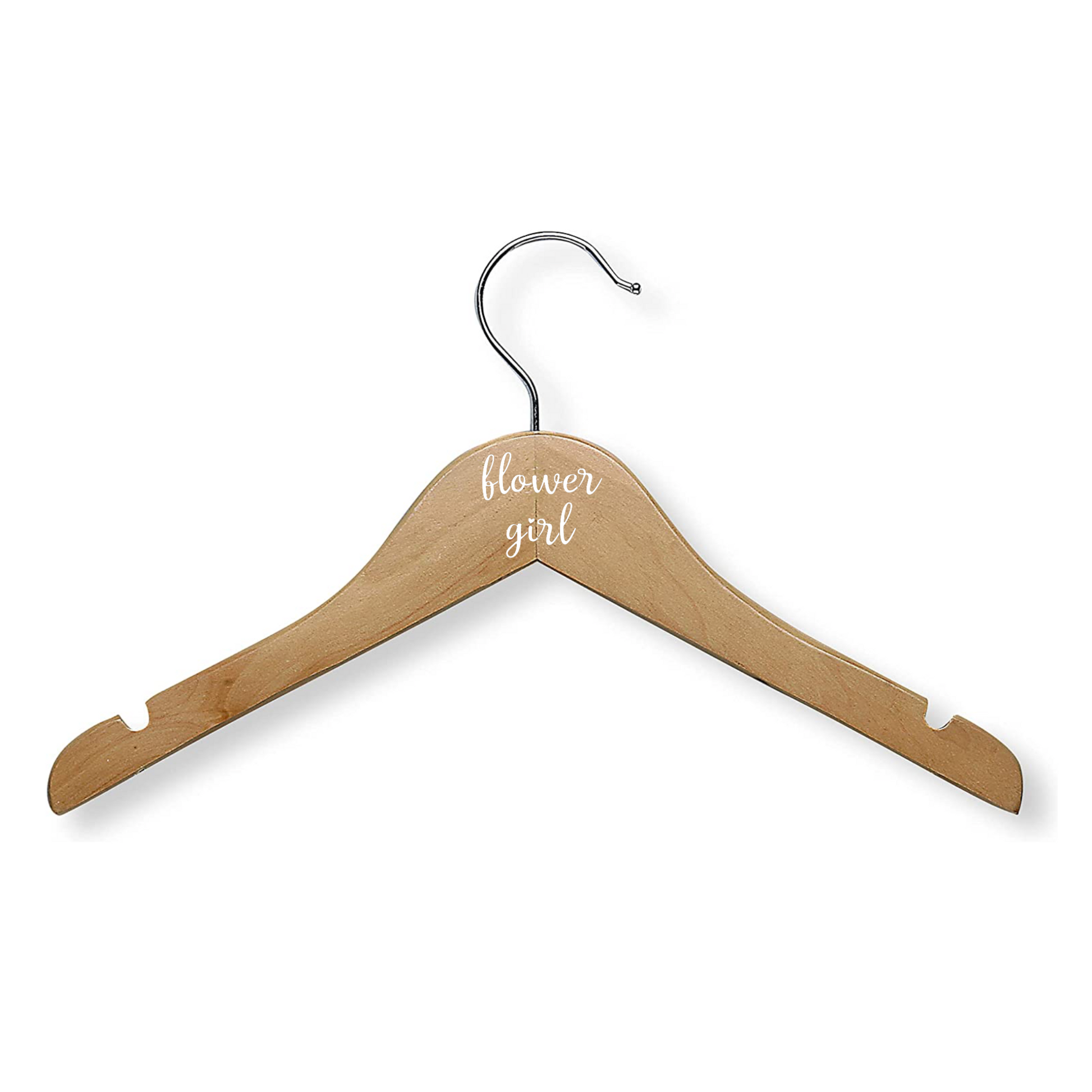 Natural Wood Flower Girl Hanger - front view of the hanger.